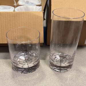 Pottery Barn Spider Web Cocktail Glasses total of 8 NEW RETIRED